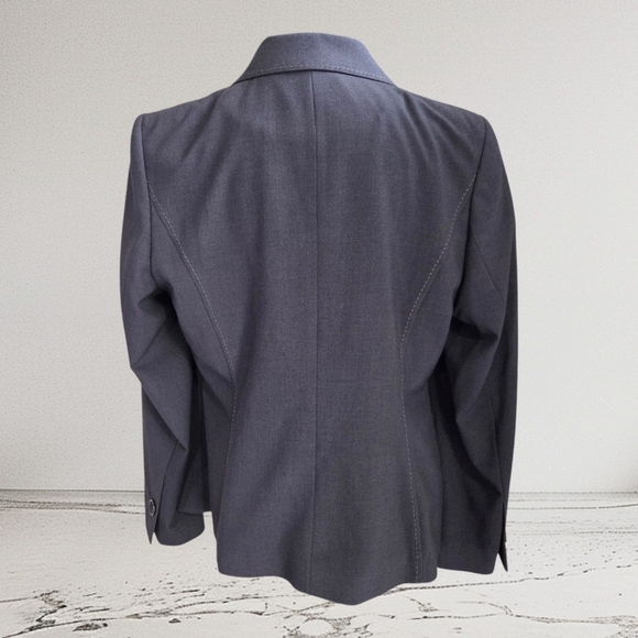 Marks & Spencer Charcoal Women's Stiched Blazer With Zippered Pockets Size 16 - Picture 3 of 9